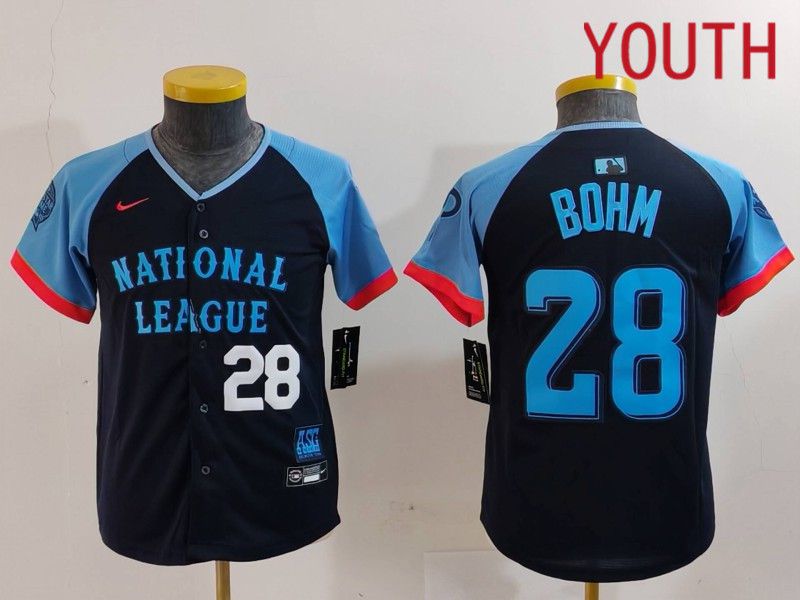 Youth Philadelphia Phillies #28 Bohm Blue All star 2024 Nike MLB Jersey style 2